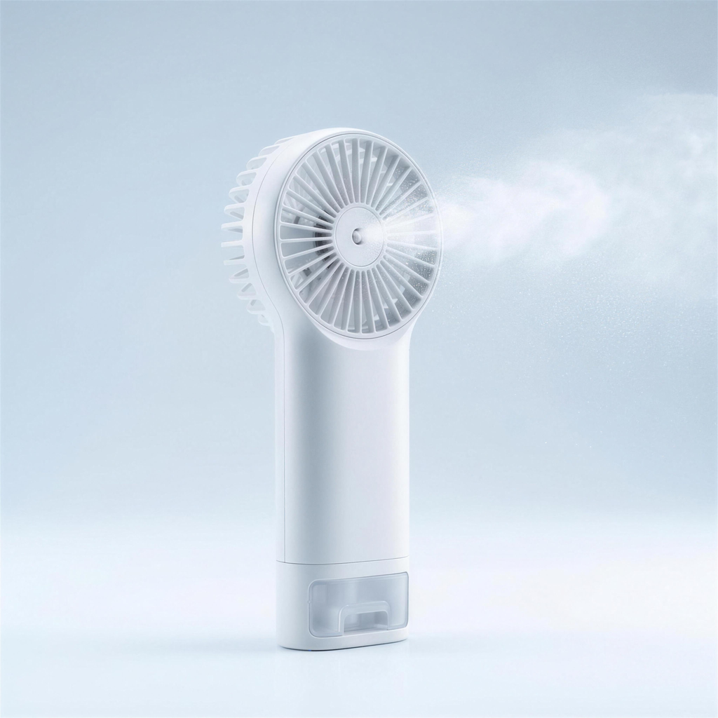 ArcticMist portable misting ice fan in white with fine mist spray — 4K